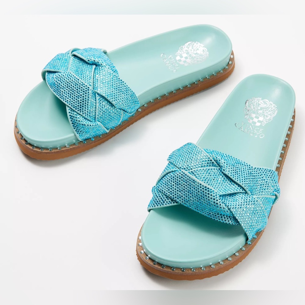 VINCE CAMUTO KEVIND BLING ULTRA CORAL SLIDE SANDALS SZ 9.5